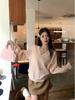 Song Zheng En Women's Lazy Style Red V-Neck Sweater - Soft, Loose Knitwear for Autumn/Winter