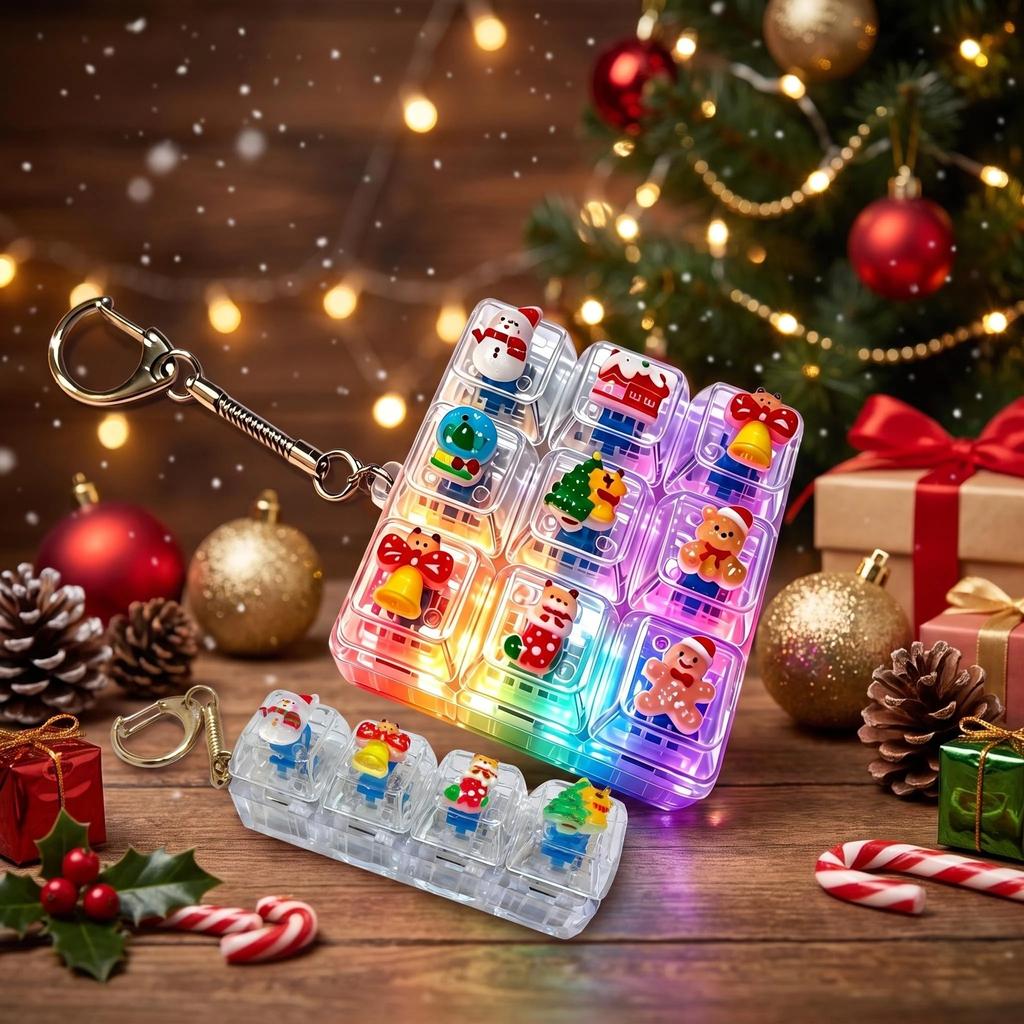 Portable Keychain Rgb 7 Color Gradient Anxiety Relief Fidget Clicker Crisp Clicking Christmas Themed Fidget For Stress