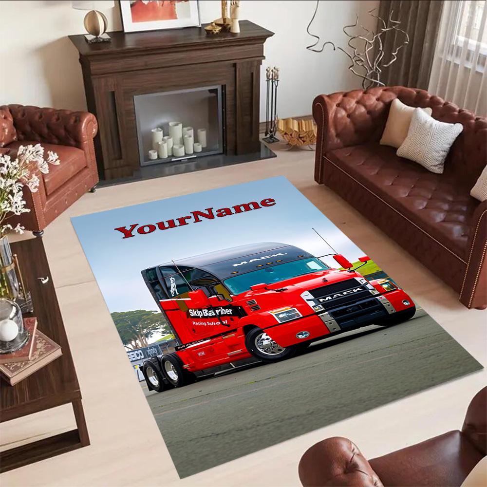 Kw Heavy Trucks Customize Your Name Area Rug Suitable for Foyer Kitchen Balcony Playrooms Antislip Carpet Office Home Decor Spiritual Gift