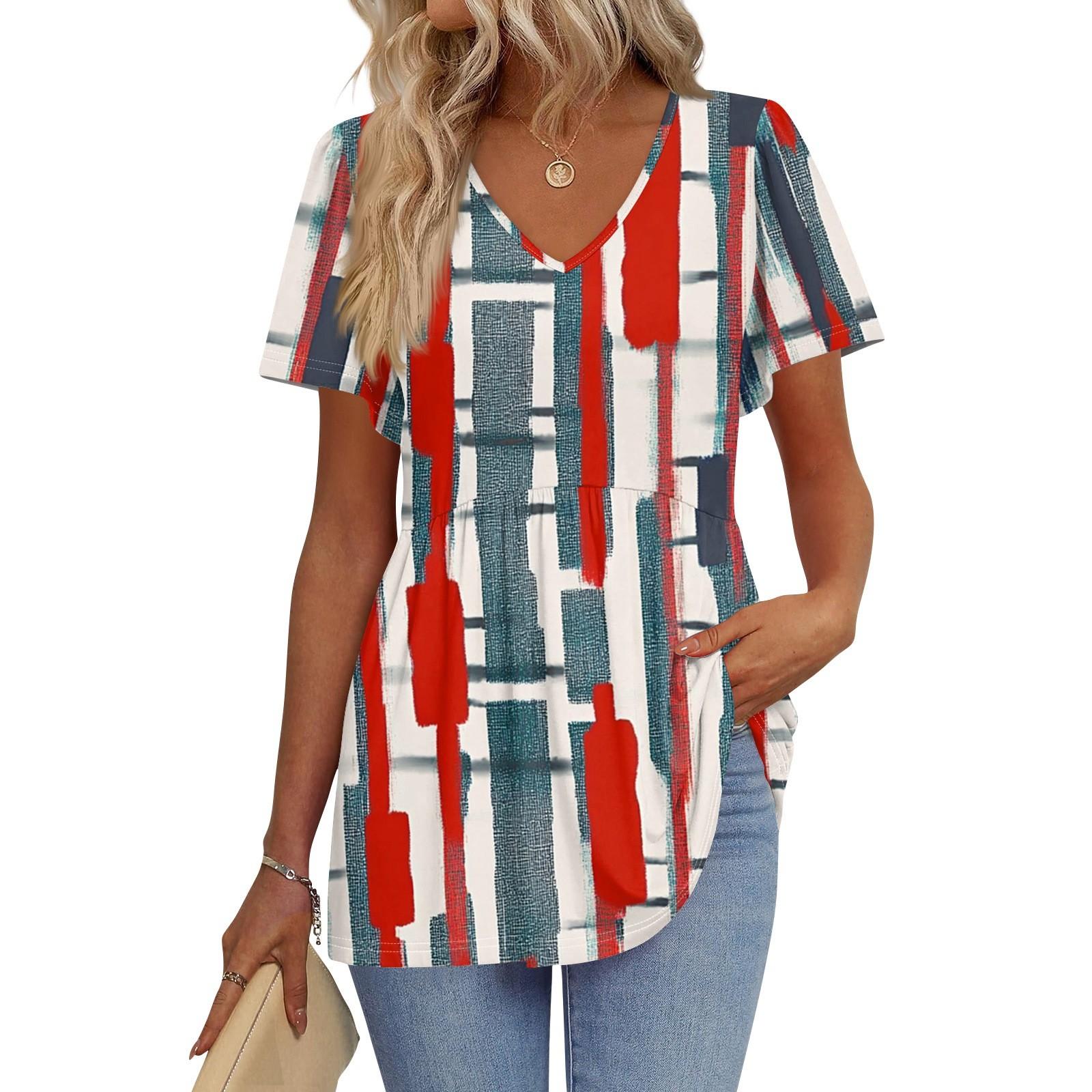 

Женские рубашки с коротким рукавом и оборками, повседневные наряды, модная футболка, топ XL красный