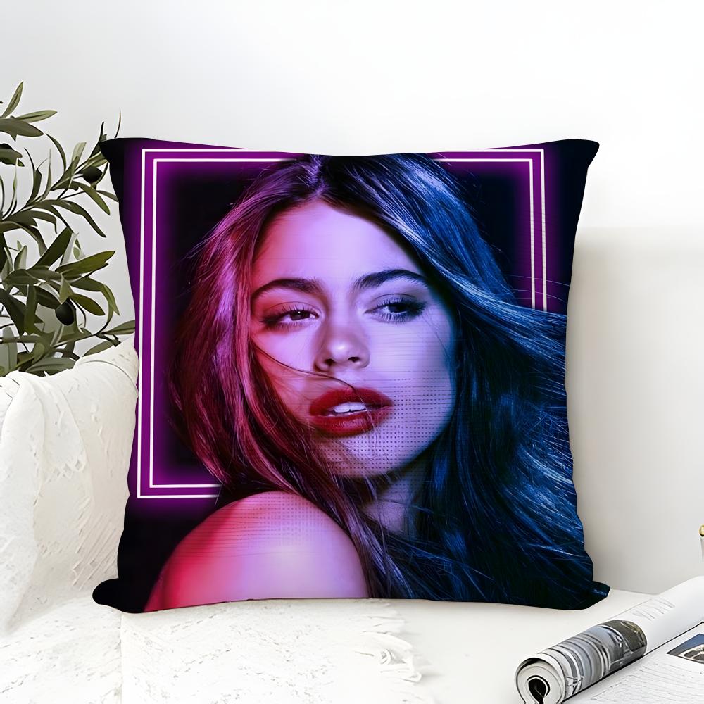 Argentine Pop Singer Tini Pillow Case Cotton Linen Fabric Square Zipper Pillowcase Home Decorative Living Room