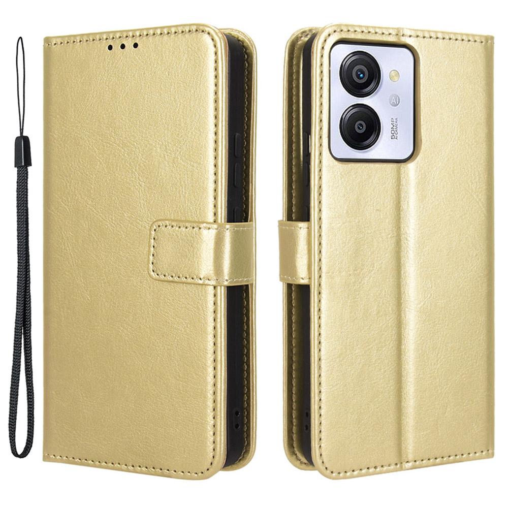 

For Blackview Color 8/Oscal Modern 8 Wallet Case Crazy Horse Texture Leather Phone Cover Gold