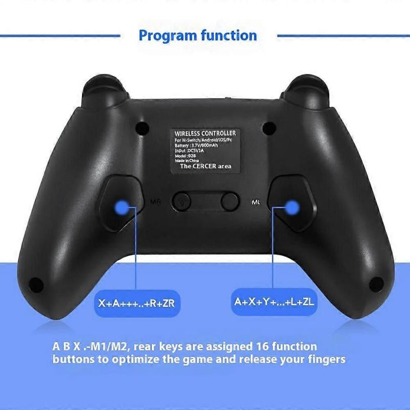 SW-01146-B For Nintendo Switch Pro Wireless Game Controller for Switch Pro Back Button Wake