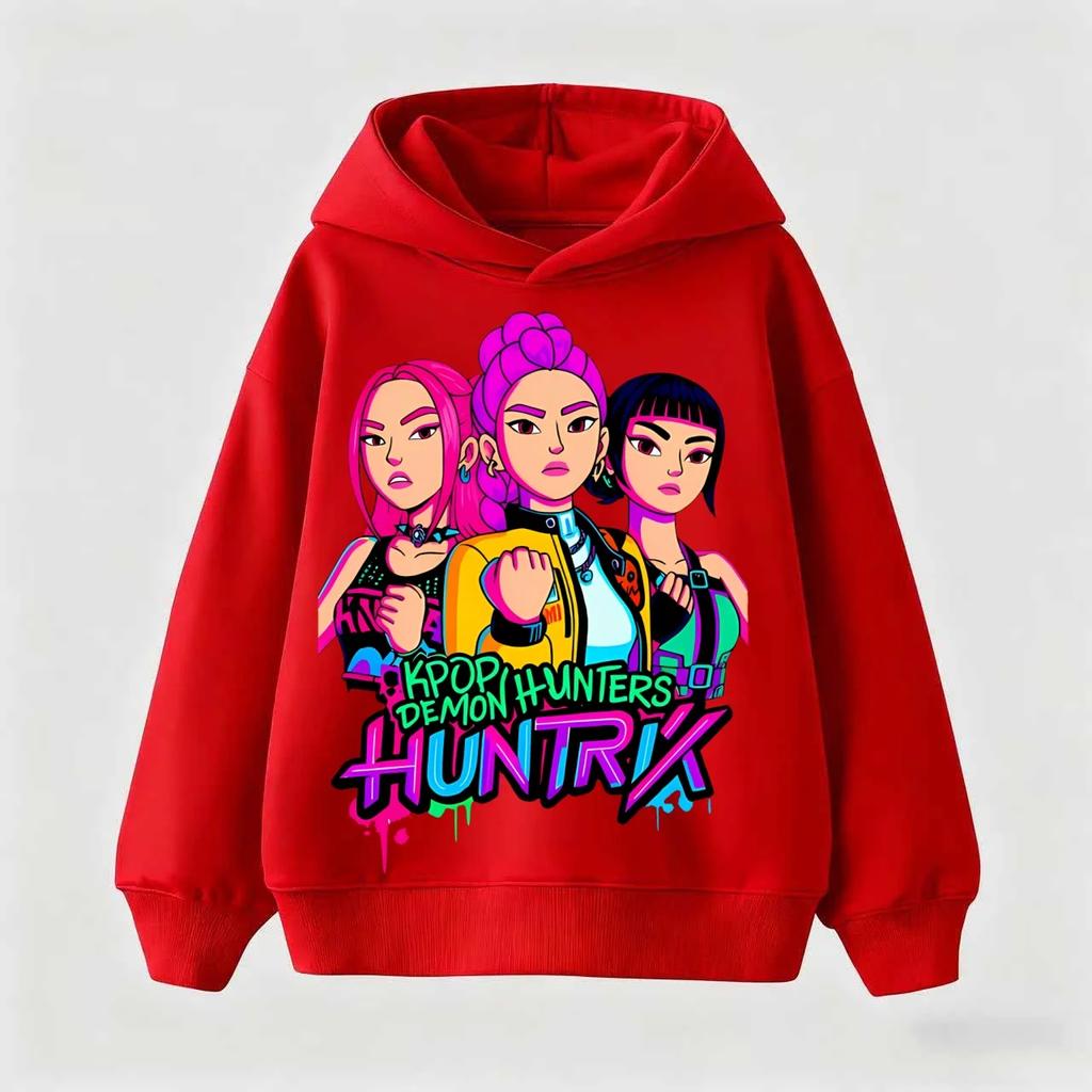 KPOP Witch Hunt Boys and Girls Youth Spring and Autumn Hooded Sports Shirt Children's Casual Fashion Thin Sports Shirt