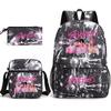 Large Capacity Schoolbag with Shoulder Strap; Student Three-piece Pencil Case Set