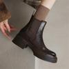 Fashion New Autumn/winter Genuine Leather Women Boots Round Toe Shoes for Women Fashion Platform Boots Women High Heels Chelsea Boots