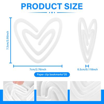 20Pcs Sublimation Blanks Paper Clips 3inch Compact Sublimation Acrylic Transparent Paper Clips for Heat Transfer DIY Design