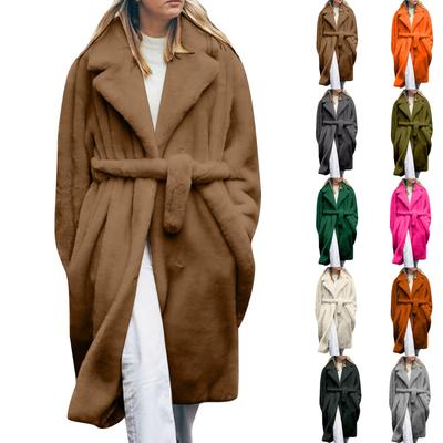 Women's Casual Loose Solid Color Plush Jacket, Thickened Long  And Winter Jacket