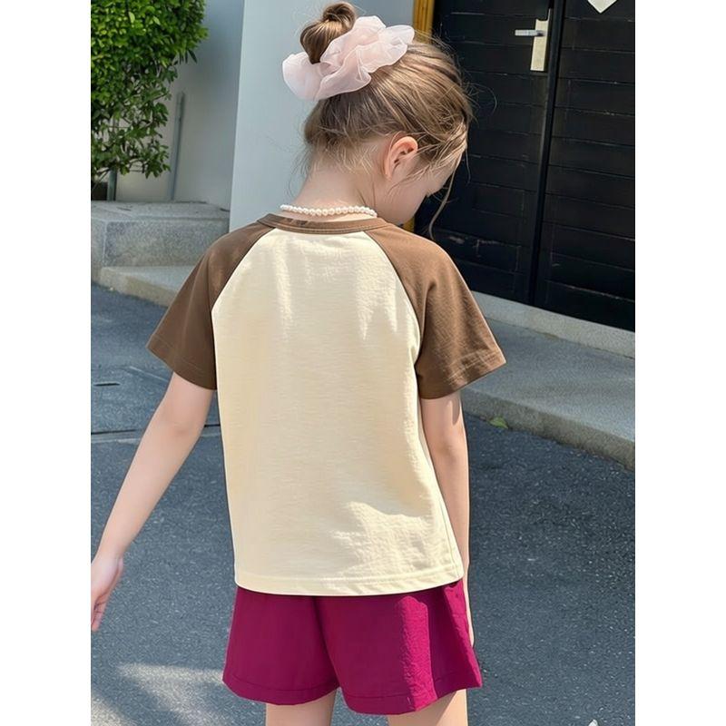 Brand Foreign Trade Children's Clothing Summer 2026 New Product Kidsren's Short-Sleeved T-Shirt Bear Print Girl Baby Clothes Pure Cotton