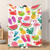 1pc Flannel Blanket Summer Beach Vibrant Elements Soft Comfortable And Warm This Nap Blanket/Sofa Blanket Is Suitable for All Seas
