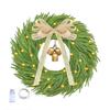 Artificial Christmas Wreath with Bow And Bells Realistic Pine Greenery for Door Wall Decor Outdoor Indoor LED String Lights Xmas Thanksgiving