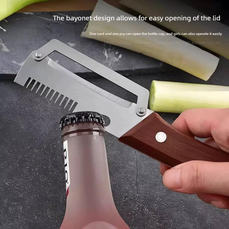 Multifunctional Onion Cutter Kitchen Tool. Stainless Steel Peeler Bottle Opener