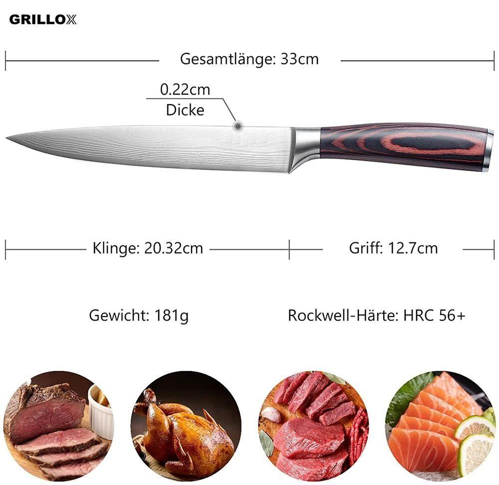 GRILLOX Faca de Carne Faca de Trinchar Faca de Chef Profissional 20cm Faca de Cozinha Afiada