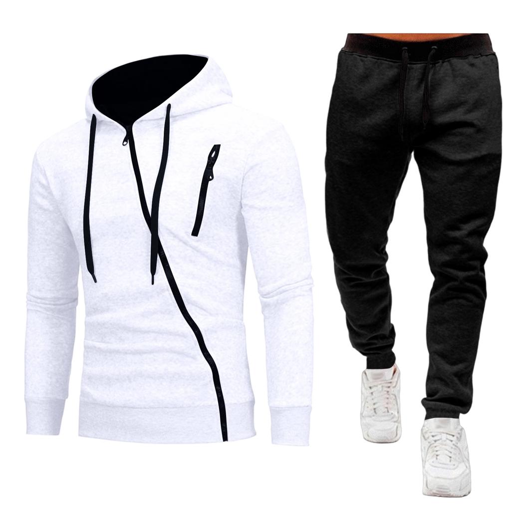 Men's Lined Zip Up Hoodie Tracksuit Set, Long Sleeve Sweatshirt and Pants for Outdoor Sports and Training