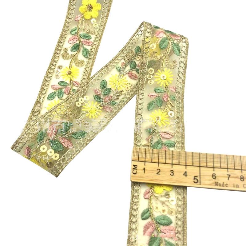 1 Yards Lace Trim Ribbon Ethnic Clothing Embroidery Sequin Fabric Webbing Accessories