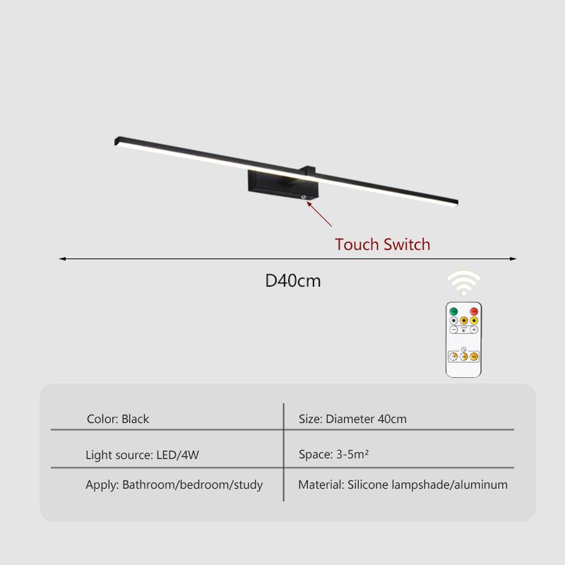 

Современный перезаряжаемый настенный светильник LED свет перед зеркалом сенсорный диммируемый для гостиной спальни туалетного столика туалетной комнаты лампа перед зеркалом Stepless dimming-RC