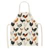 1pc Rooster Hen Printed Linen Apron Dinner Bib Kitchen Cooking Baking BBQ Stain Resistant Apron Home Cleaning Accessories