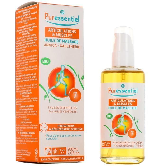 Huile pour les articulations - Puressentiel - Flacon Pompe 200Ml - Non gras - Blanc
