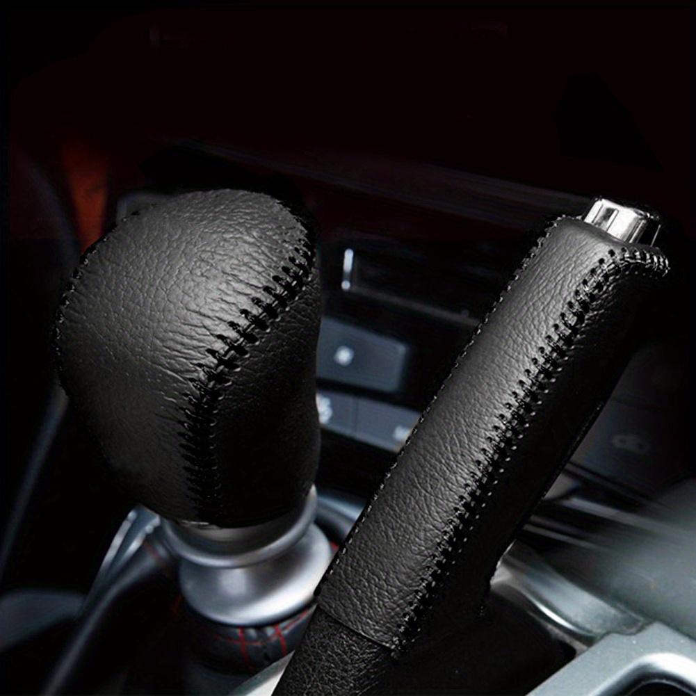 2Pcs Faux Leather Gear Shift Knob  Handbrake Cover Universal Car Interior Decor чёрный