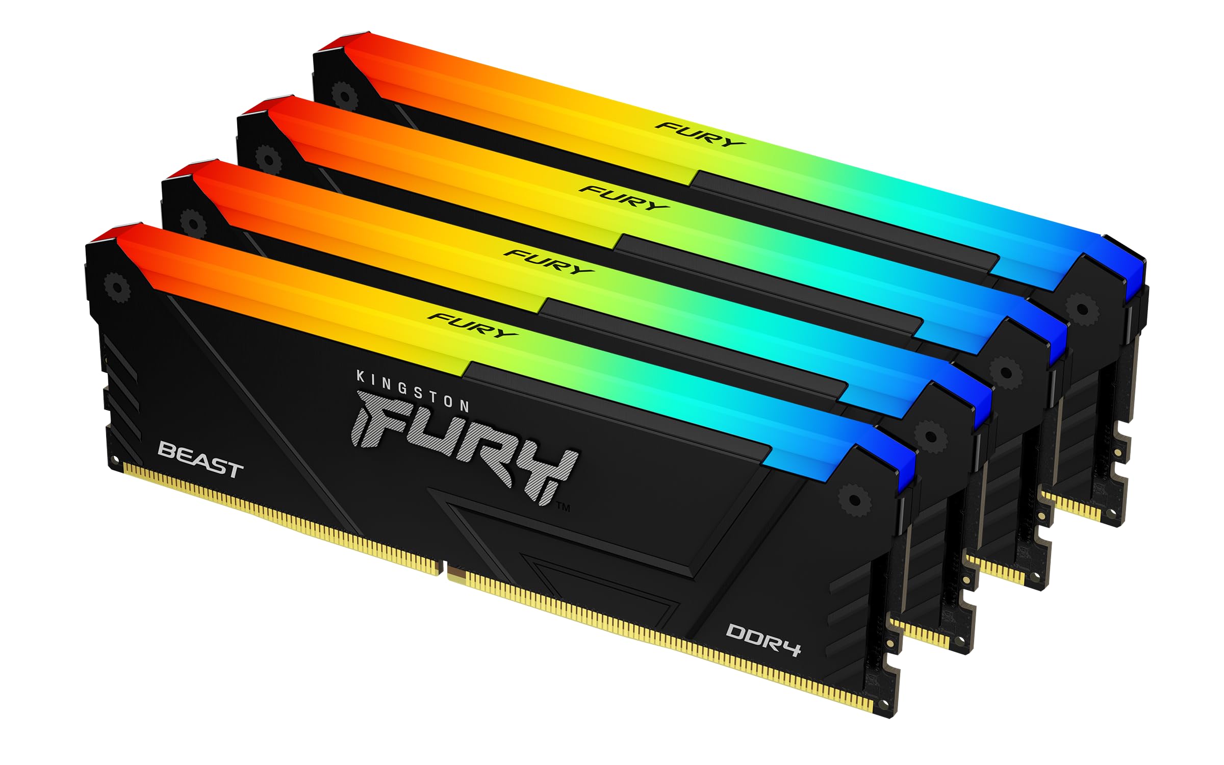 

Kingston FURY Настільний ПК DDR4 16 ГБ x Kingston FURY Beast RGB CL16 RGB Довічна гарантія Пам ять, 3200 МТ/с, 4, KF432C16BB2AK4/64, LED, чорний