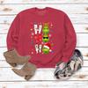 HO HO HO Cartoon Christmas Women's Casual Loose Long Sleeve Round Neck Hoodie