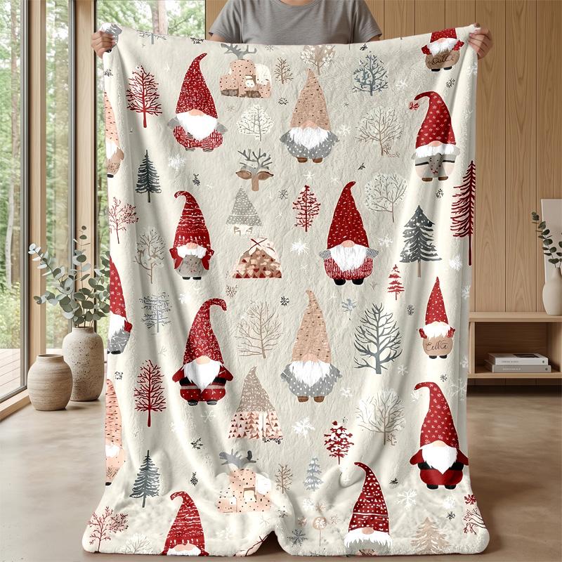 Winter Gnome Celebration Theme blanket Lightweight Warm Flannel Blanket Decorative Throw Blanket for Home Decoration