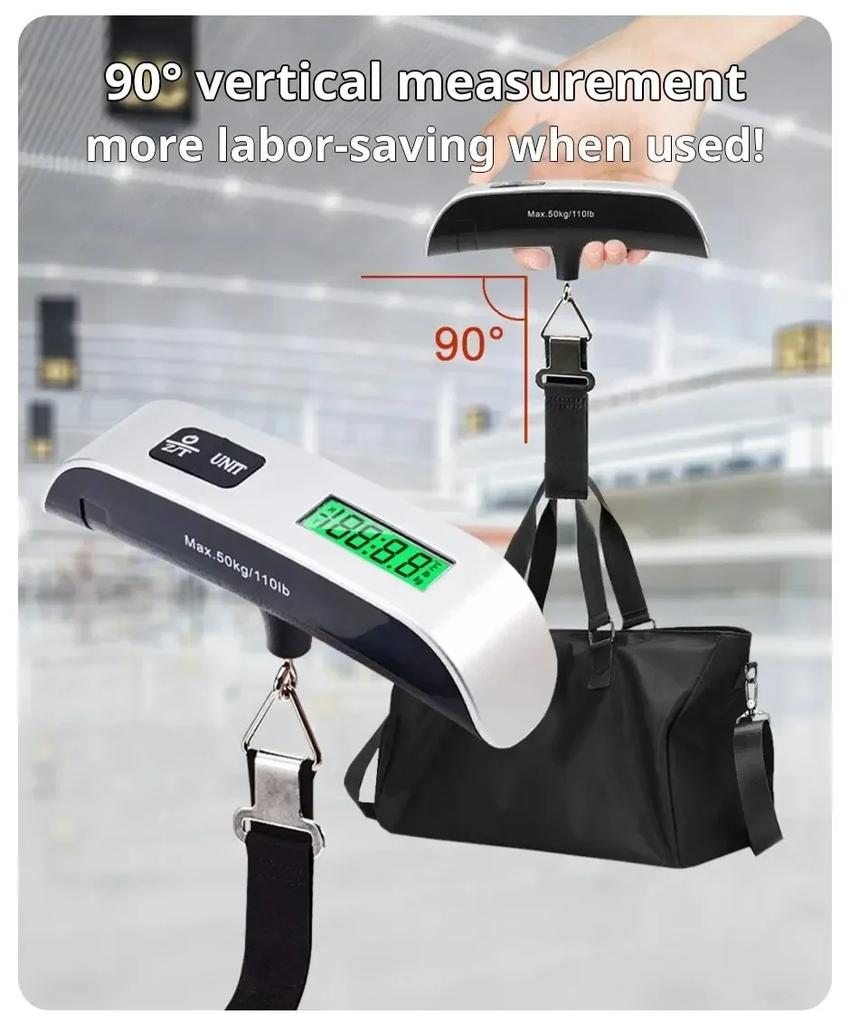 50kg Portable Hanging Scale Electronic Hand Luggage Scale Digital Display Suitcase 110lb Travel Baggage Bag Weighing Tools