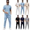 Men's Collared Zipper Short-Sleeve Top Casual Sports Pants Set