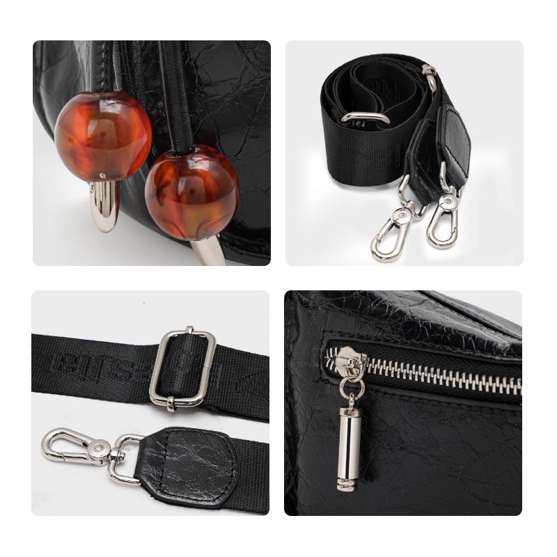 Aidrani New Women's Underarm Bag, Made of Cowhide Material with Pleated Design, Can Be Worn On One Shoulder or Crossbody