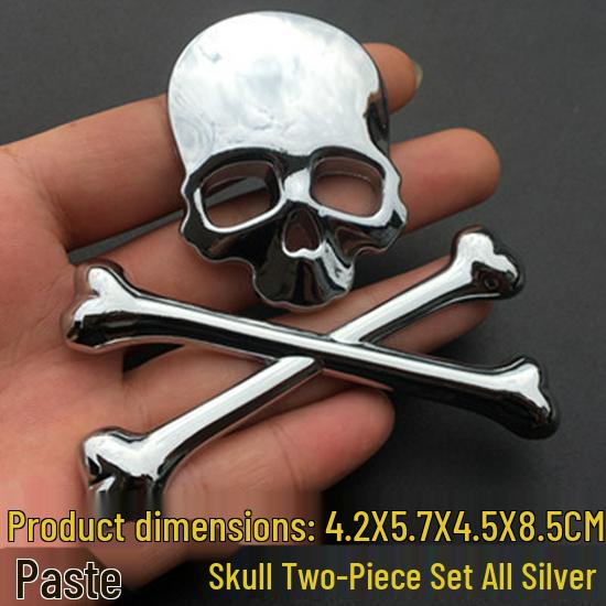 3D Metal Skull Car Emblem: Halloween Harley Hood, Tail, and Side Sticker