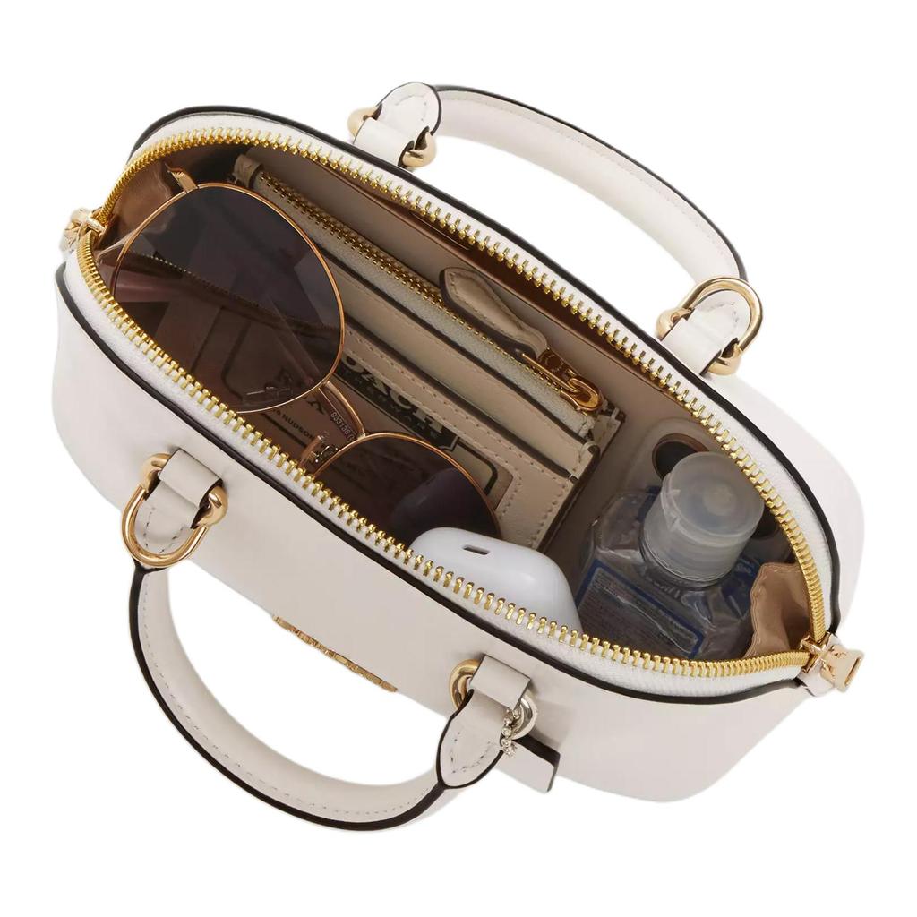 Coach Lara Zipper Closure Detachable Shoulder Strap Classic Gold Label Glossy Nappa Leather Handbag Women Handbag Chalk-White CEA01-IMCHK