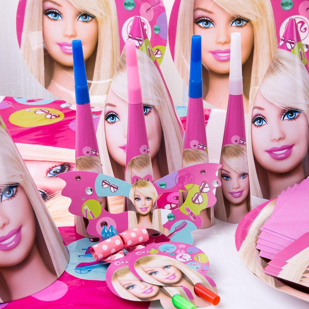 Girl Doll Barbie Pink Birthday Party Supplies Tableware Cups Decorations Plates