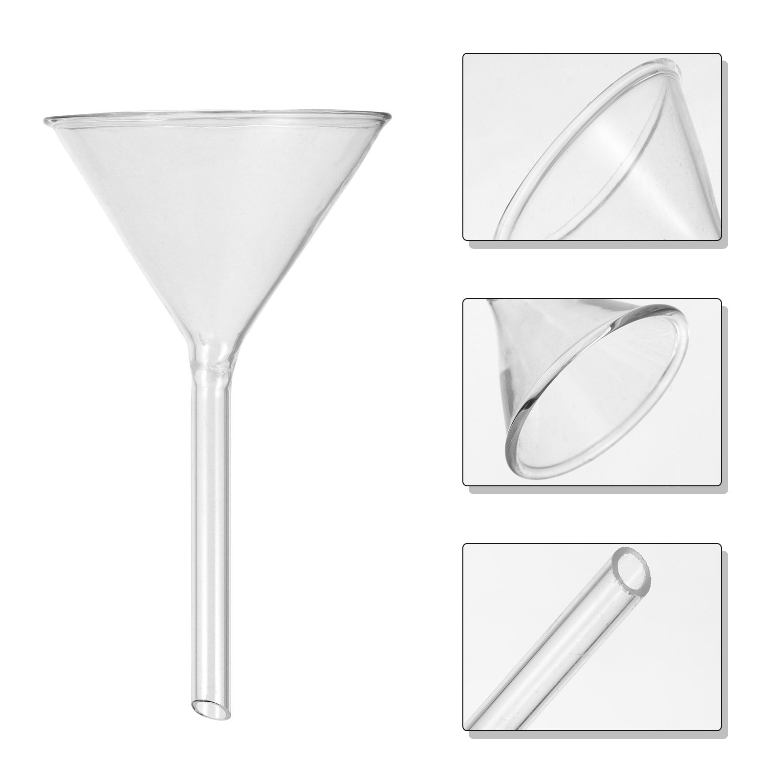 

Набор из 4 стеклянных воронок, химически стойкая воронка для маленьких бутылок, треугольной формы, прозрачная, идеально подходит для переноса