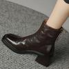 Autumn Vintage Thick Heel Women Ankle Boots Fashion Back Zippers Shoes Ladies Elegant Square Toe Mordern Short Booties