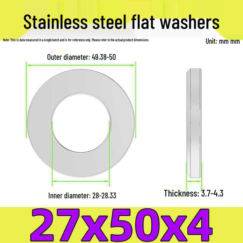 Stainless Steel Flat Washer Gasket, No Burrs, GB97 Standard (201/316/304)