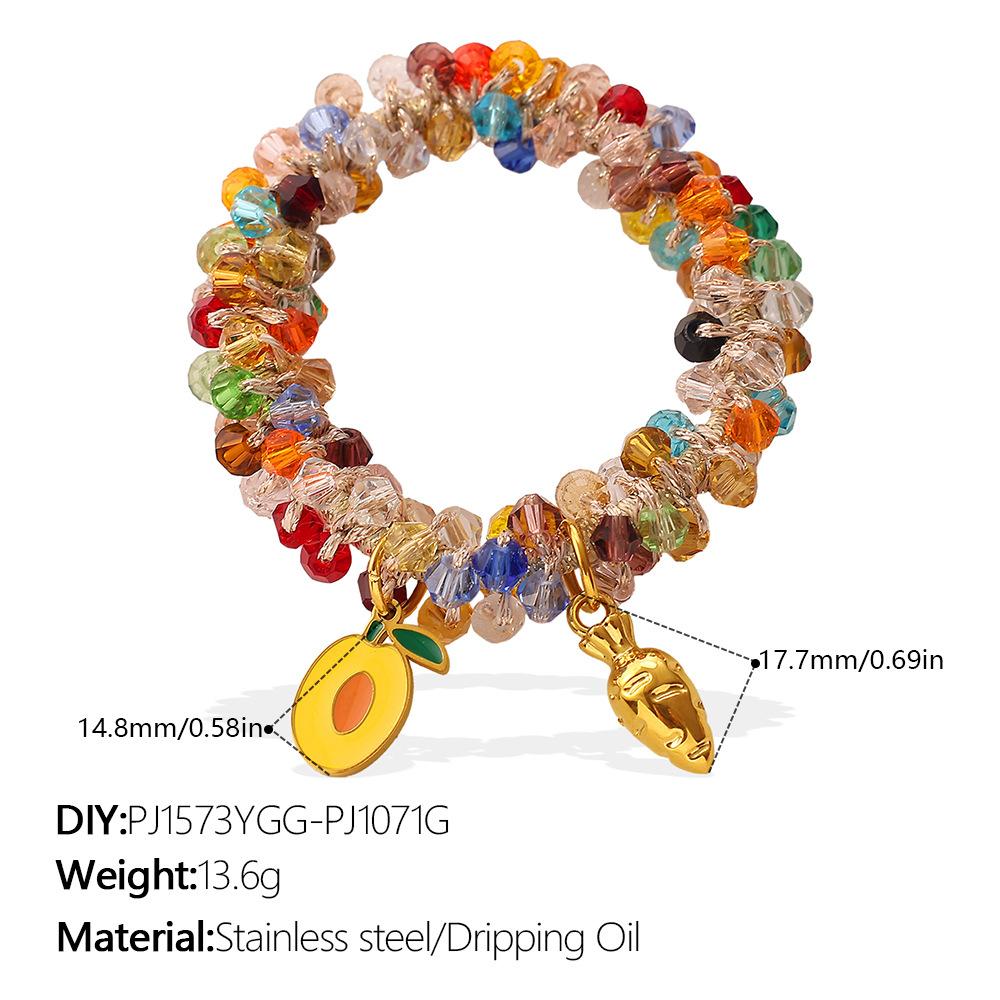 New Sweet Dopamine Color Crystal DIY Peach & Pineapple Pendant Hair Tie, Hair Accessories for Women
