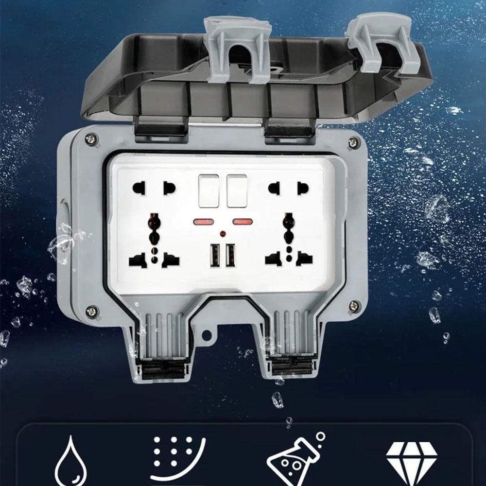 Dust Proof Electrical Outlet UK Plug Outdoor Switched Power Socket  Outside Installation