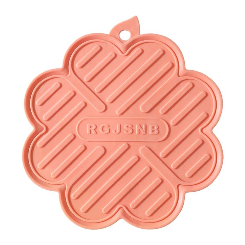

Temperature Indication Placemat Scratch Resistant Materials Heat Alerts Front Textured Nonslip Mats for Dining Table Countertops Utensils Protections розовый
