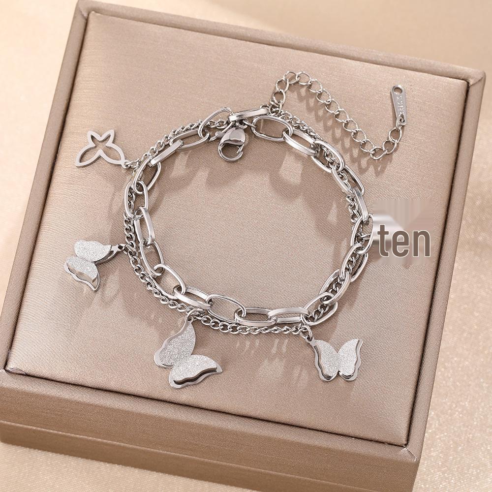 Luxe Titanium Staal Vierbladig Klaver Armband in Koreaanse Stijl met Ingelegde Diamanten voor Vrouwen - Kleurvast