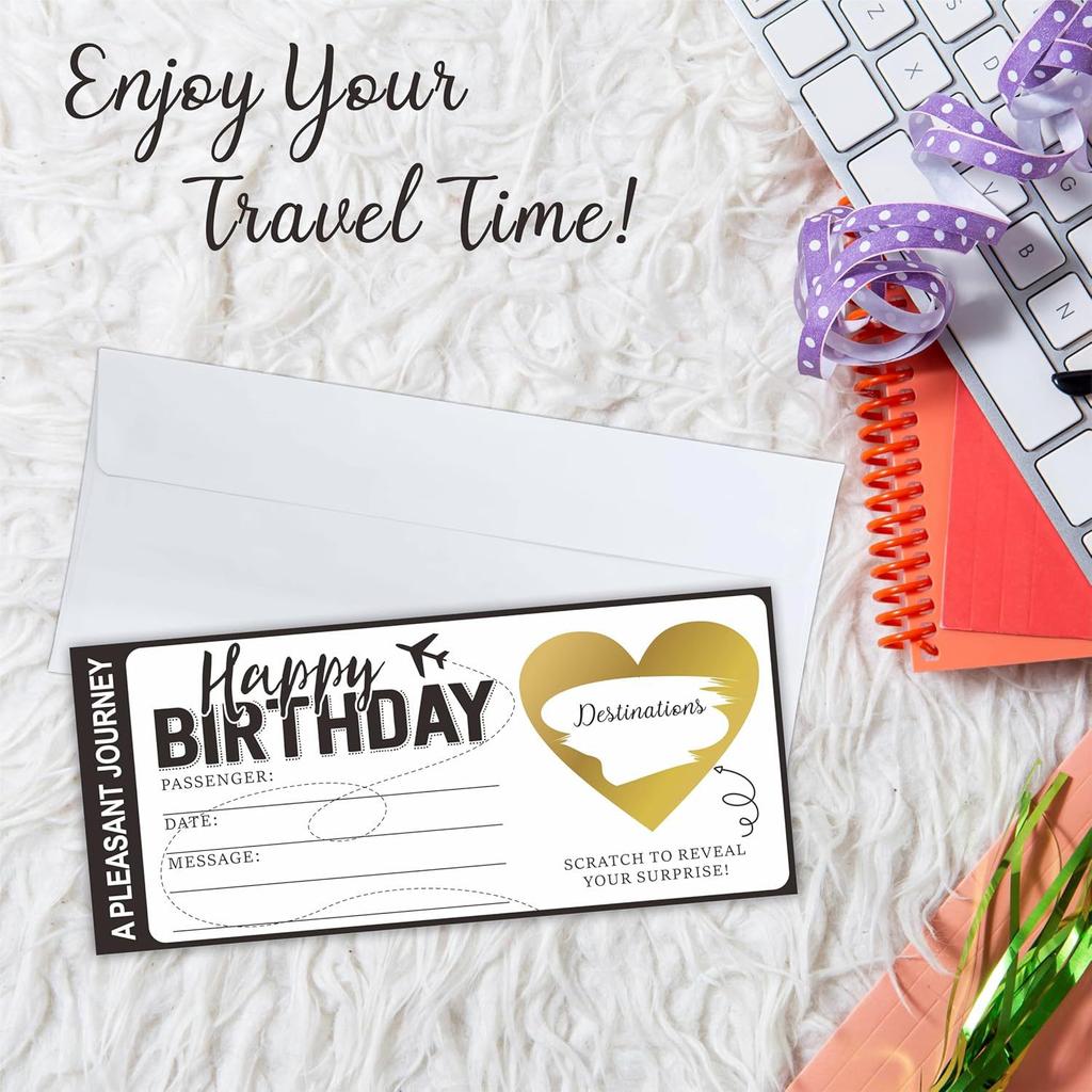 Boarding Pass Scratch Cards DIY Kit - Double Surprise Reveal for Wedding & Birthday, Creative Invitation Game Gift