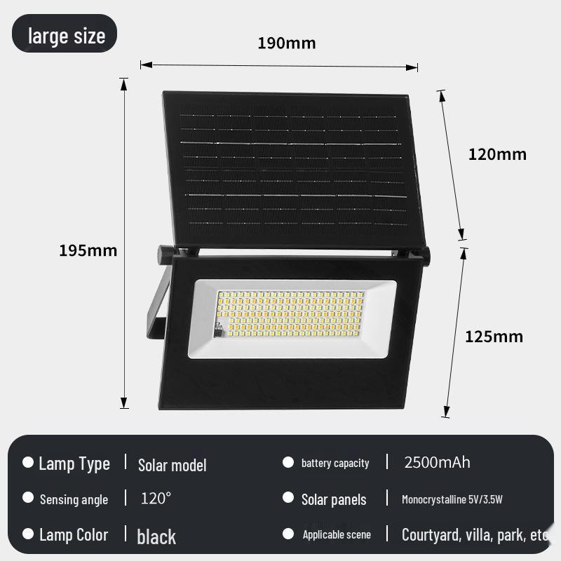 

Outdoor Solar Floodlight with Remote Control - IP65 Waterproof for Courtyard, Garden, and Emergency Use Outdoor