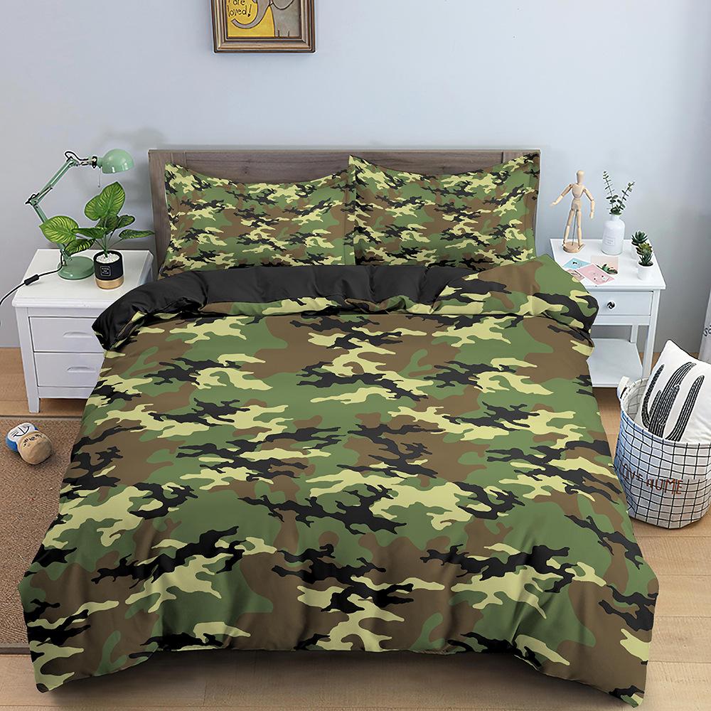 Classic Camouflage Pattern Bedding Three-Piece Quilt Cover