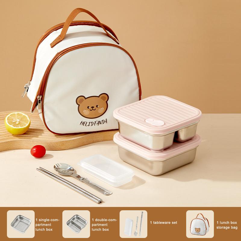 304 Stainless Steel Square Lunch Box With Lid Portable Fruit Salad Food Container Stackable Leak Proof Bento Box