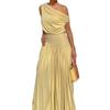 Fashion Casual Sexy Style Irregular Slant Neck Pleated Solid Color Dress Seaside Vacation Dress