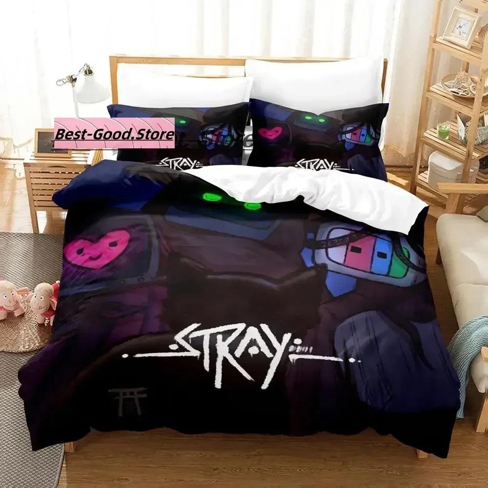 

Comforter Top Stray Game Cat And Momo Bedding Set Printed Bed Set With Bed Soft Single Double Queen Super King Size Comforter (quilt)-EU Single(135*200cm)3pcs
