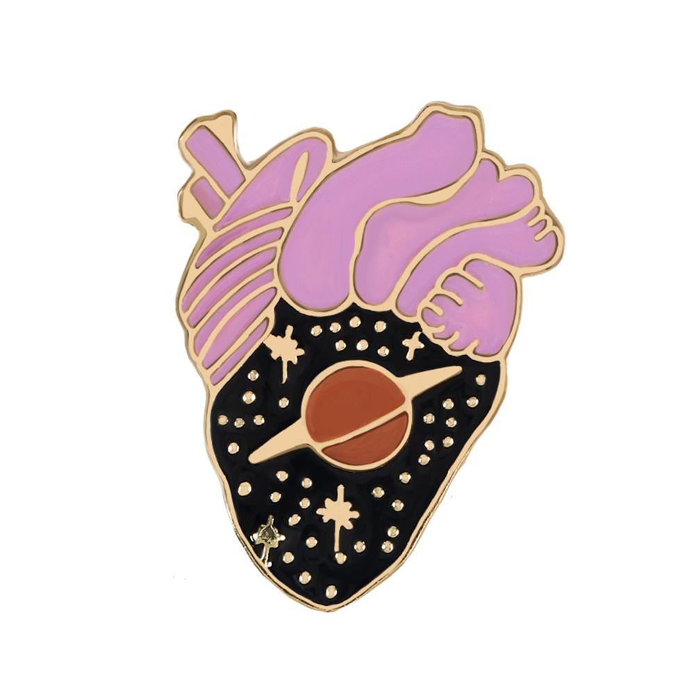 Fashion Body Organs Enamel Brooch Heart Brain Lung Lapel Pins Art Design Ocean Flowers Symbol Love Badge Bag Denim Jewelry Gifts