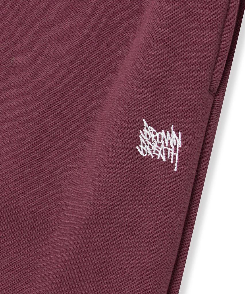 BROWNBREATH Tag Wide Sweat Pants - Burgundy