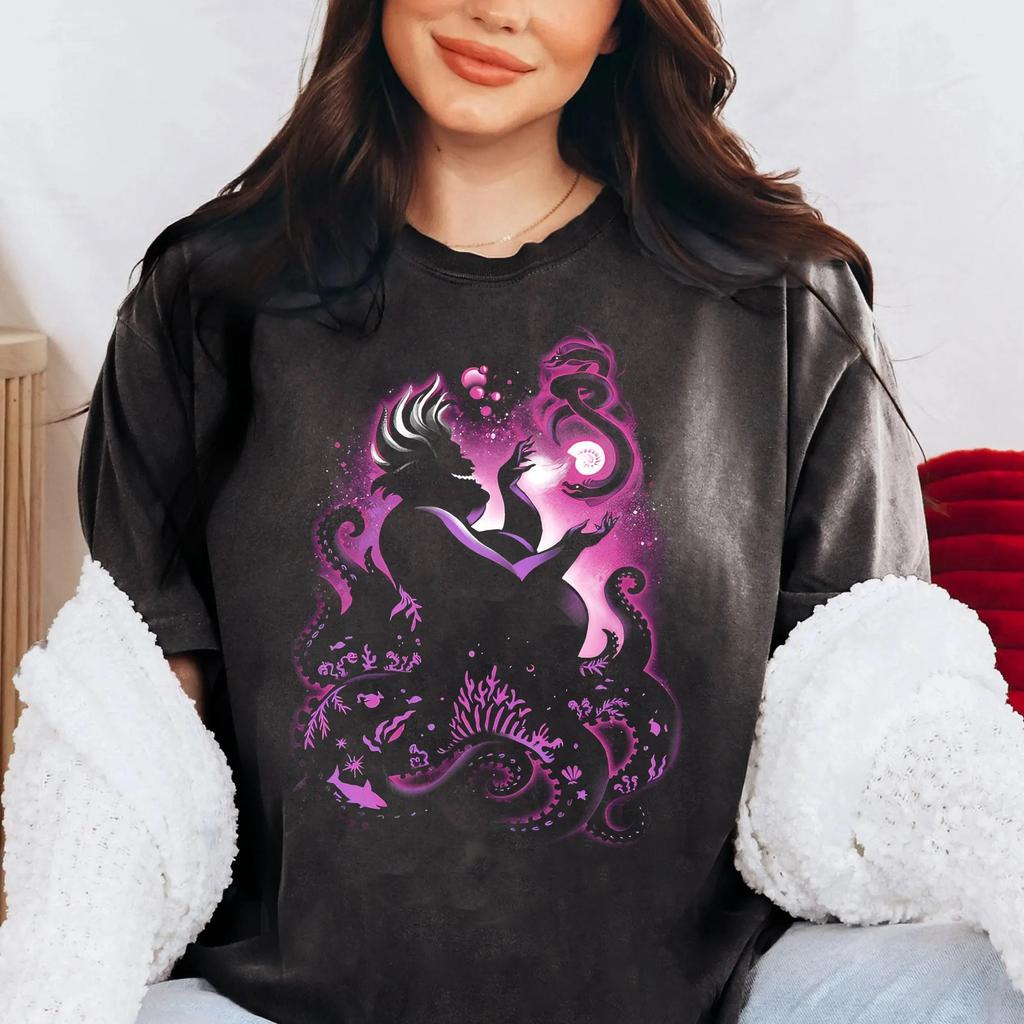 Vintage Villain Ursula Portrait Shirt The Little Mermaid Villain TShirt Walter Womens Roundneck Shortsleeved Tshirt