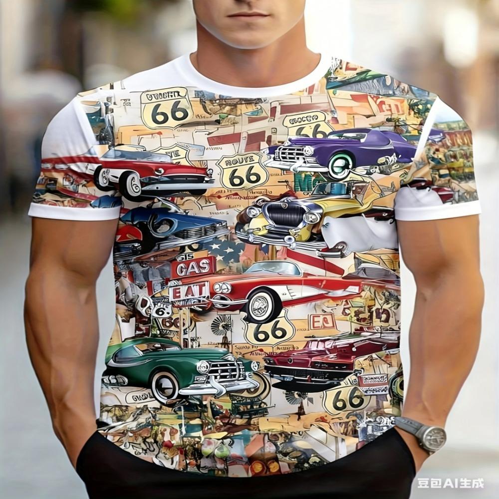 Men's Fashion Trend Casual Round-neck 3D Print T-shirt