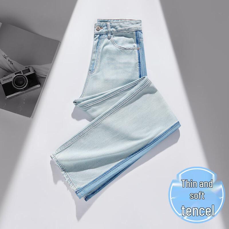 

RAIN.CUN Women s Tencel Blend Summer Straight Leg Jeans 29